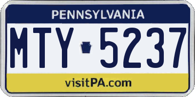 PA license plate MTY5237