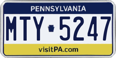 PA license plate MTY5247