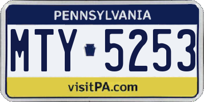 PA license plate MTY5253