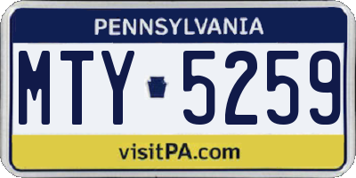 PA license plate MTY5259