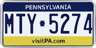 PA license plate MTY5274