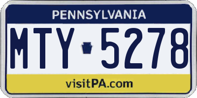 PA license plate MTY5278