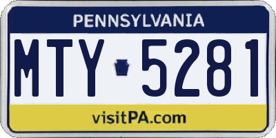PA license plate MTY5281