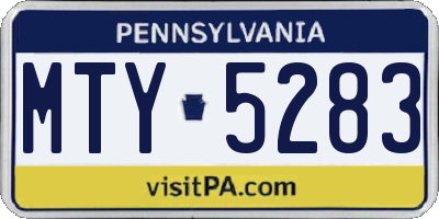 PA license plate MTY5283