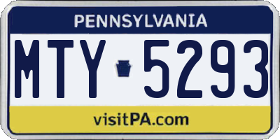 PA license plate MTY5293