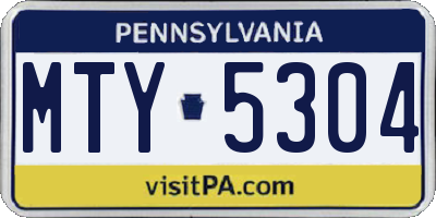 PA license plate MTY5304