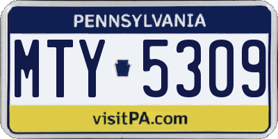 PA license plate MTY5309