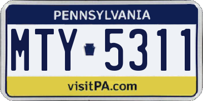 PA license plate MTY5311