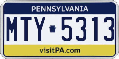 PA license plate MTY5313