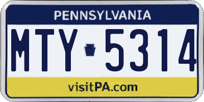 PA license plate MTY5314