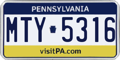PA license plate MTY5316