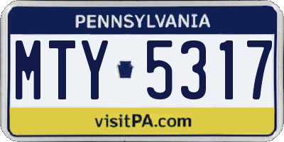 PA license plate MTY5317