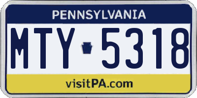 PA license plate MTY5318