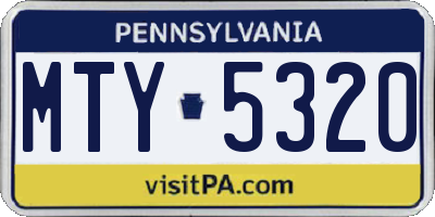 PA license plate MTY5320