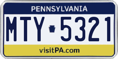 PA license plate MTY5321