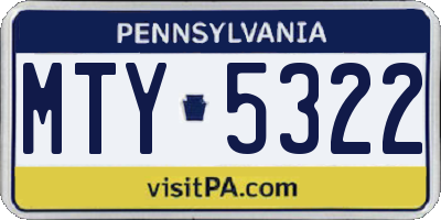 PA license plate MTY5322