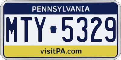 PA license plate MTY5329