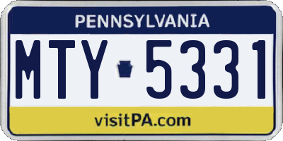 PA license plate MTY5331