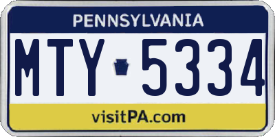 PA license plate MTY5334
