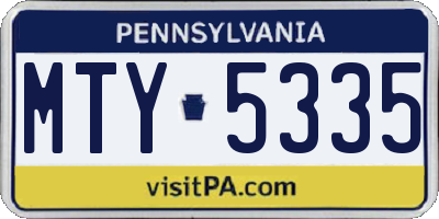 PA license plate MTY5335