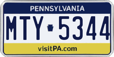 PA license plate MTY5344