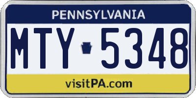 PA license plate MTY5348