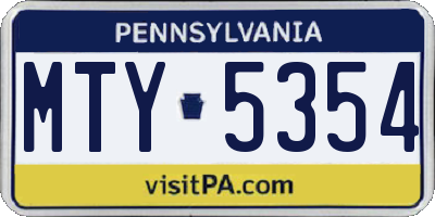 PA license plate MTY5354