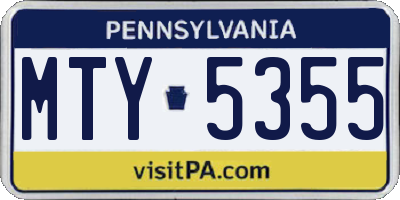 PA license plate MTY5355