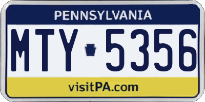 PA license plate MTY5356
