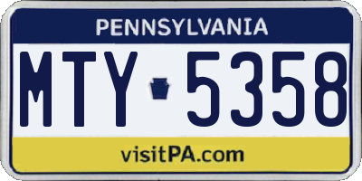 PA license plate MTY5358