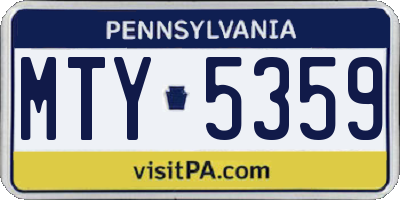 PA license plate MTY5359