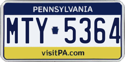PA license plate MTY5364