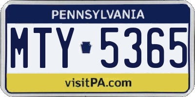 PA license plate MTY5365