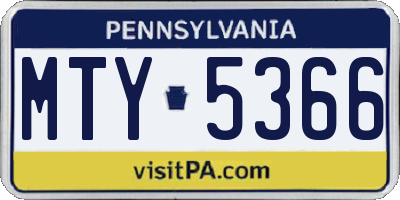 PA license plate MTY5366