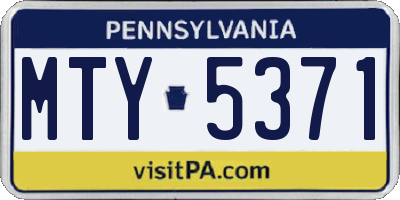 PA license plate MTY5371