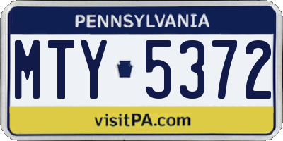 PA license plate MTY5372