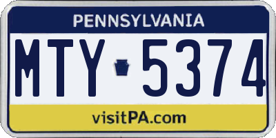 PA license plate MTY5374