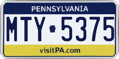 PA license plate MTY5375