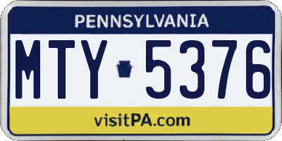 PA license plate MTY5376