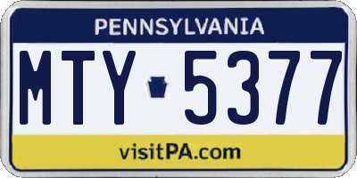PA license plate MTY5377