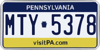 PA license plate MTY5378