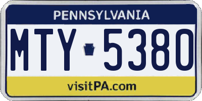 PA license plate MTY5380