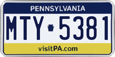 PA license plate MTY5381