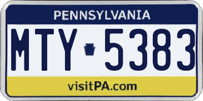 PA license plate MTY5383