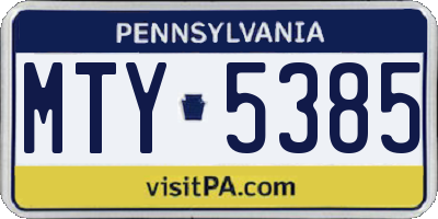 PA license plate MTY5385