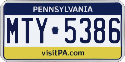 PA license plate MTY5386