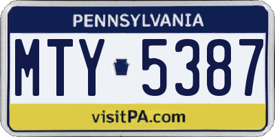 PA license plate MTY5387