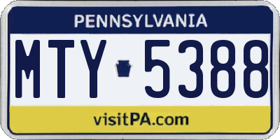 PA license plate MTY5388