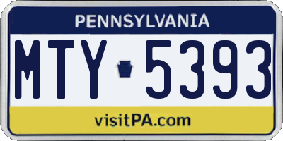 PA license plate MTY5393