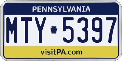 PA license plate MTY5397